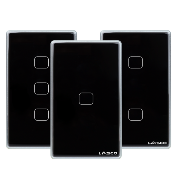 Lasco Wifi Glass Switch Framed Flat Button 1/2/3 GANG (Black,White, Gray)