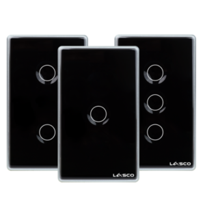 Lasco Wifi Glass Switch Framed Concave Button 1/2/3 GANG (Black, White, Gray)