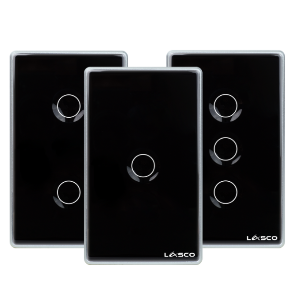 Lasco Wifi Glass Switch Framed Concave Button 1/2/3 GANG (Black, White, Gray)