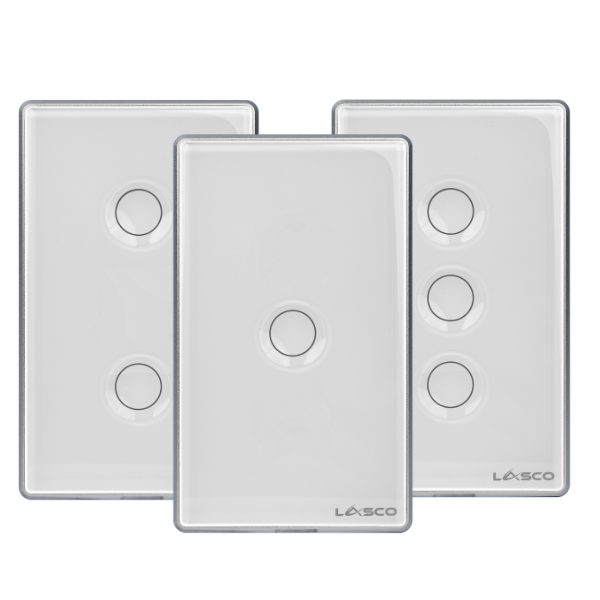 Lasco Wifi Glass Switch Framed Concave Button 1/2/3 GANG (Black, White, Gray) - Image 2